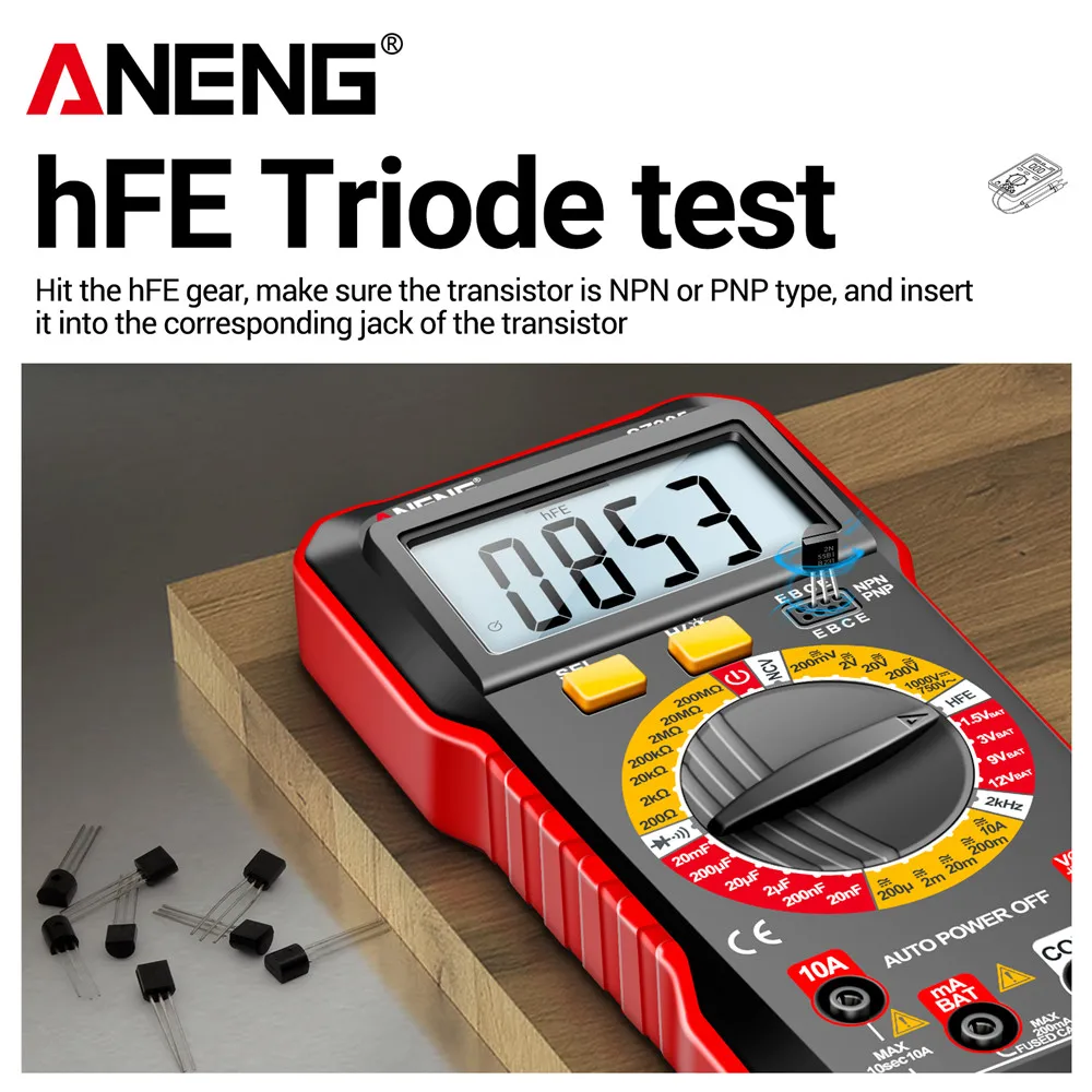 ANENG SZ305 Digital Multimeter Professional AC/DC Voltage Ammeter Capacitor hFE Triode NCV Voltage Induction Electrician Tester - Image 3