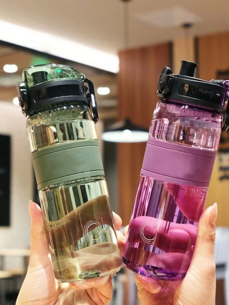500ml Sports Water Bottle Portable Leak-proof Plastic Cup Drinkware With Tea Filter Tour Gym Outdoor Fitness Transparent Cup - Image 2