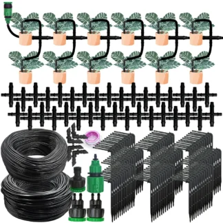 Greenhouse Drip Irrigation Kit Automatic Watering System Garden 4-Way 4/7mm to 3/5mm Hose Dripper for Pot Plant Vegetable Bonsai