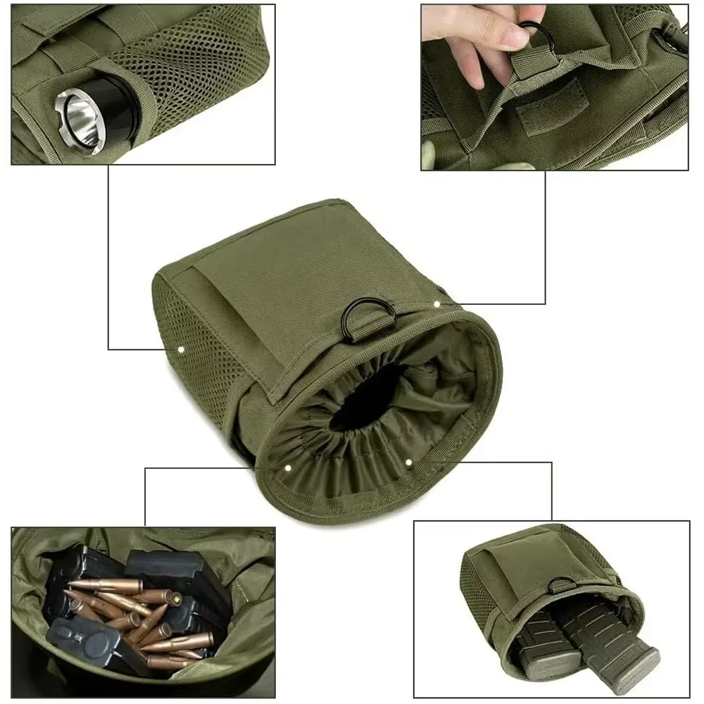 Molle Dump Pouch,Hunting Magazine Recovery Pouch Drastring Ammo Bag Belt Waist Fanny Pack Adjustable Holster Bag - Image 4