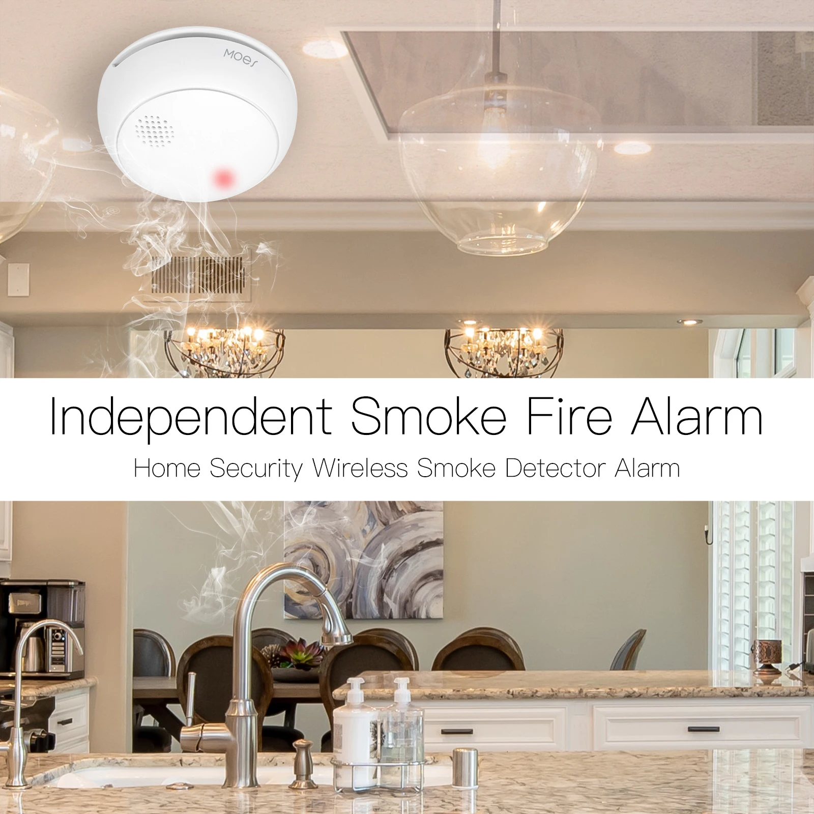 MOES ZigBee Smart Wireless Smoke Detector Fire 85dB Sound Alarm Siren Sensor Smart Safety Protection Home Kitchen Fire App Alert - Image 2