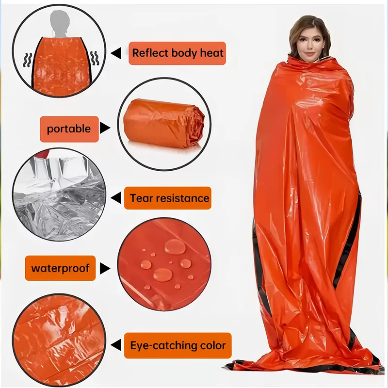 Waterproof Lightweight Thermal Emergency Sleeping Bag Bivy Sack Survival Blanket Bag CampingHiking, Outdoor Activities Equipment - Image 4