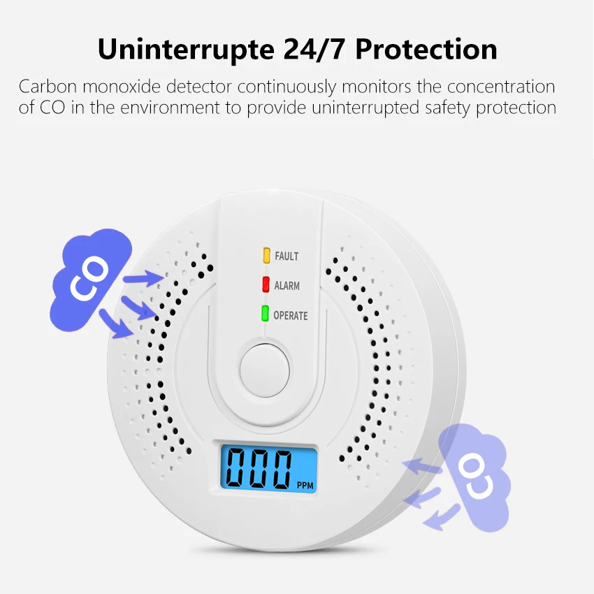 Independent CO Alarm Sensor Carbon Monoxide Alarm Detector High Sensitive Warning LCD Display CO Alarm - Image 2