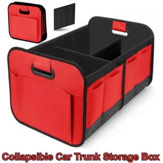 Collapsible Large Car Trunk Storage Box, Waterproof 600D Oxford Fabric Organizer with Flip Top & Reinforced Handles for SUV/Van