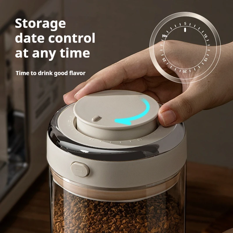 Vacuum Food Grade Coffee Bean Sealed Jar with Date Tracker and Waking Bean Valve Storage Containers for Grain, Snack, Sugar, Tea - Image 6