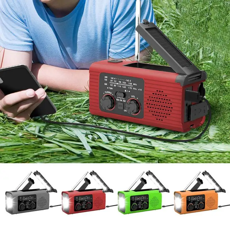 Solar Radio Flashlight For Camping Portable Hand Crank Weather Radio AM/FM/NOAA Radio Crank Radios 3 Way Charging Survival Radio - Image 2