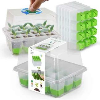 12-cell Seedling Starter Tray with Transparent Cover Adjustable Humidity Germination Box Indoor Garden Greenhouse Growth Potting