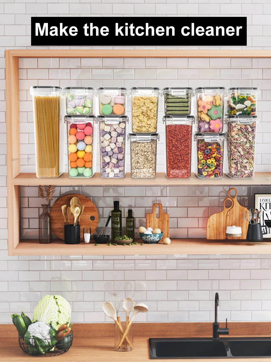 25pcs Airtight Kitchen Grain Storage Organizer Food Jars Household Large Tank Plastic Moisture-resistant Storage Box Spice Jars - Image 4