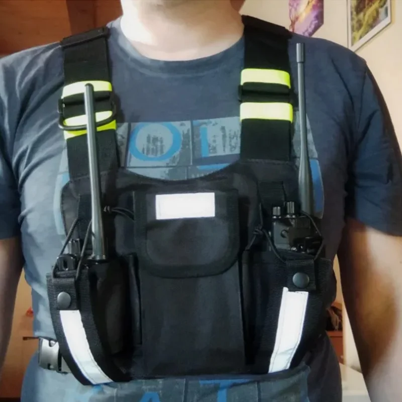 Functional Tactical Chest Bag Unisex Walkie-talkie Pack Reflective Vest Streetwear Bag Chest Rig Bag Oxford Cloth Vest Backpack