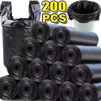 10/200PCS Black Disposable Garbage Bag Durable Handheld Vest Garbage Bag Kitchen Bedroom Toilet Household Storage Tool