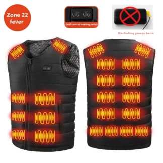 New Winter Unisex V-Neck 22 Zone Heat Resistant Warm Vest Middle-Aged And Elderly People Worn Both Inside And Outside Waistcoat