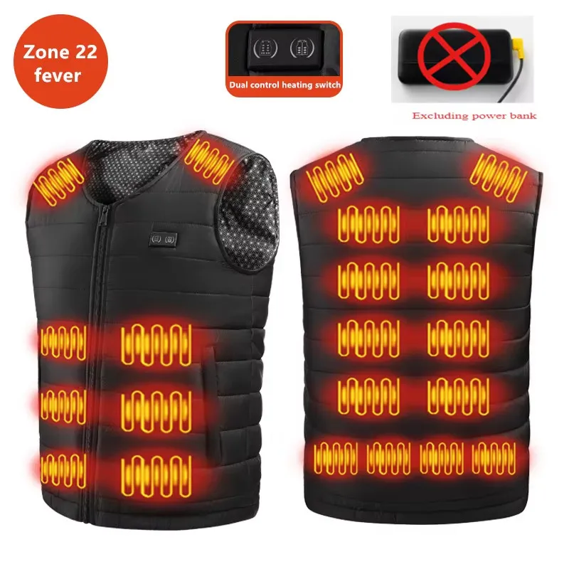 New Winter Unisex V-Neck 22 Zone Heat Resistant Warm Vest Middle-Aged And Elderly People Worn Both Inside And Outside Waistcoat