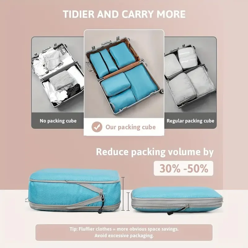 Travel Compression Packing Cubes Suitcase Luggage Organizer Set Zipper Foldable Storage Bag for Clothes Shoes Travel Accessories - Image 4
