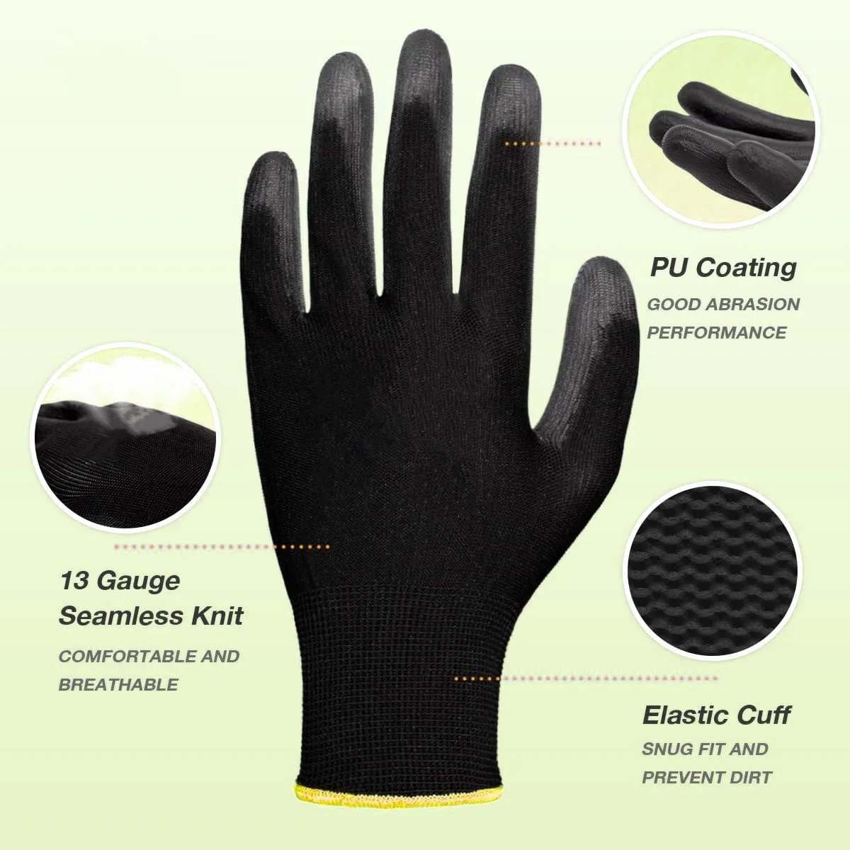 12/24/36 Pairs of Nitrile Safety Work Gloves PU Coated, Palm Coated Mechanical Work Gloves and PU Gloves, for Men and Women - Image 3