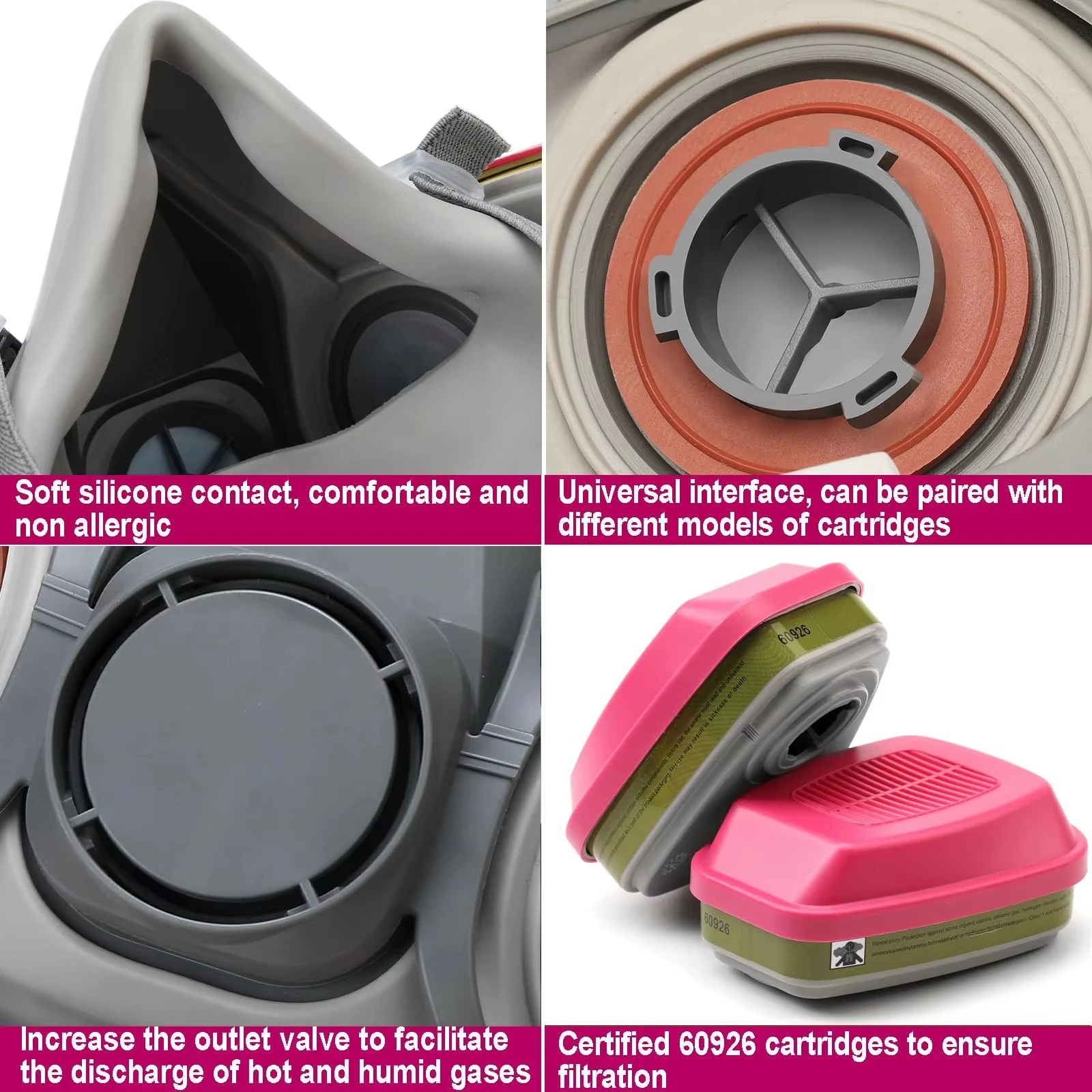 6200 Half Face Mask with Goggles Chemical Gas Filter for Spray Paint Organic Vapor Dust Safe Operation Respirator - Image 3