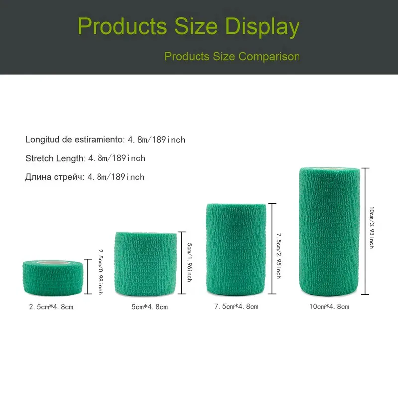 1/6Pcs 4.8m Black First Aid Self Adhesive Cohesive Elasticity Bandages Sports Tape for Wrist Ankle Sprains & Swelling - Image 5