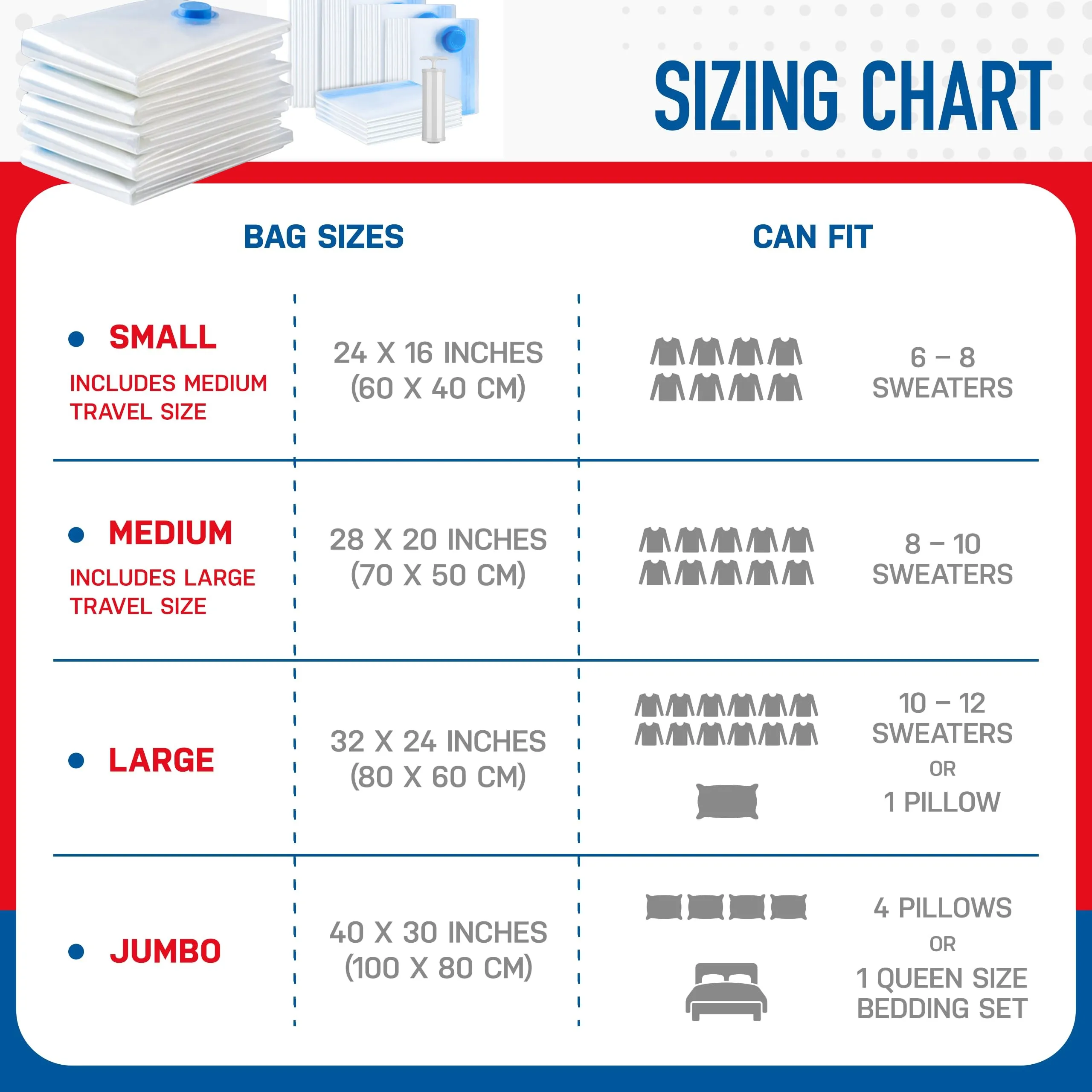 Vacuum Storage Bags, 15-Pack Space Saver Vacuum Storage Bags, Vacuum Seal Bags for Clothing, Clothes, Comforters and Blankets - Image 2