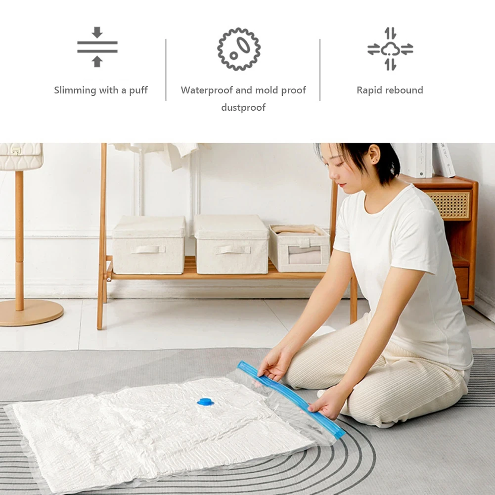 4pcs Reusable Vacuum Bags Transparent Folding Compressed Space Saving Vacuum Bag for Clothes Large Travel Container - Image 6