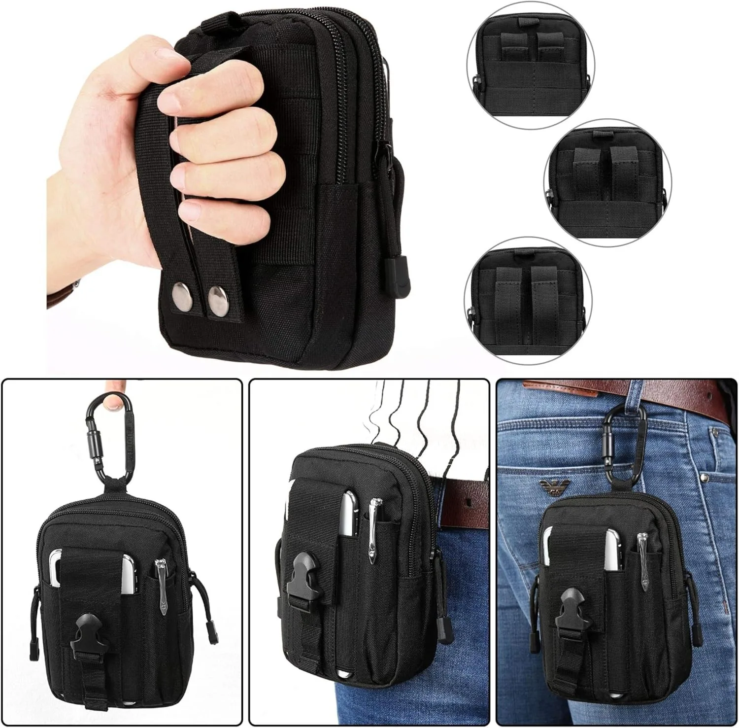 MuqiNush Tactical Phone Bag Universal EDC Waist Bag Equipment Small Tools Pocket for Outdoor Men's and Phone Leather Cases - Image 3