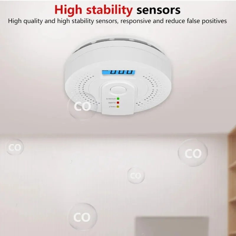 Independent CO Alarm Sensor Carbon Monoxide Alarm Detector High Sensitive Warning LCD Display CO Alarm