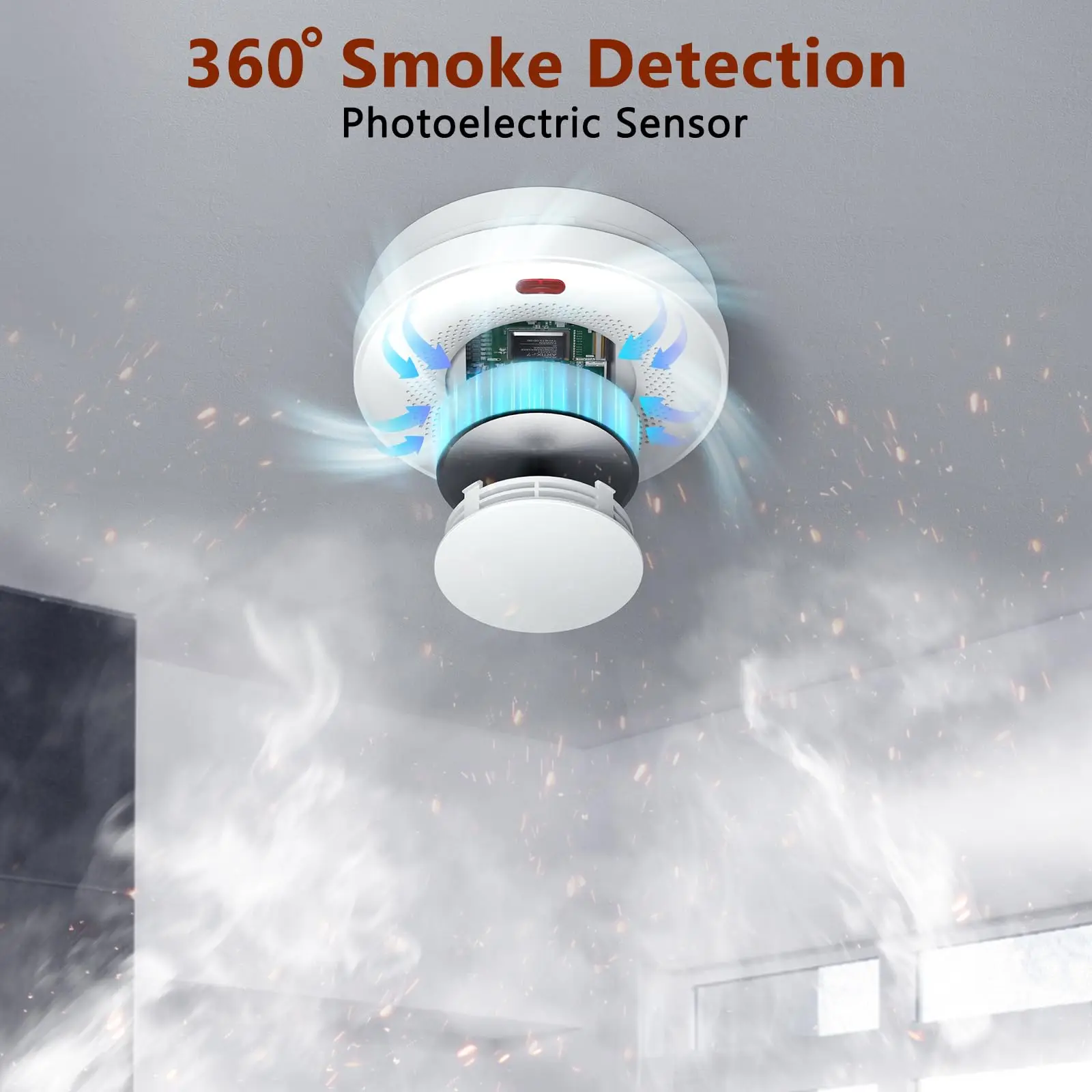 Smoke Alarm Fire Detector Battery Operated for Home Office Warehouse Kitchen EN14604 CE Certified Easy Install - Image 4