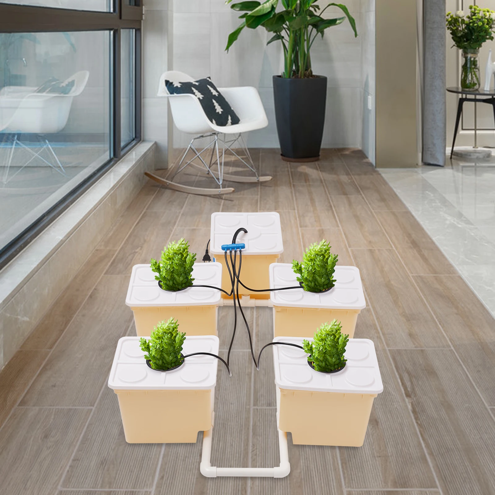 4-Bucket Hydroponic System 2.91Gal Each Hydroponic Bucket Kit Includes Pump & Net Cups for Growing Herbs & Vegetables at Home - Image 2