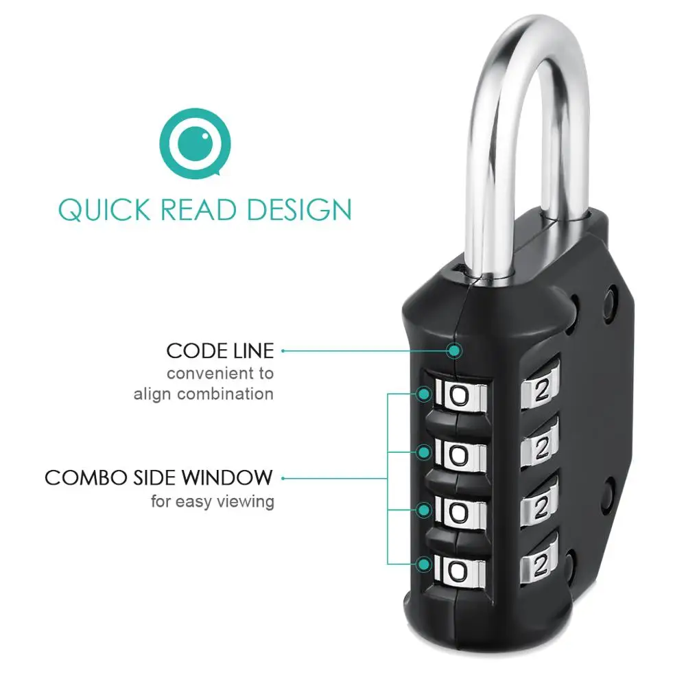 ORIA Combination Padlock 2PCS Password Locks 4 Digit Waterproof Outdoor Lock For Door Suitcase Bag Package Cabinet Locker Window - Image 4