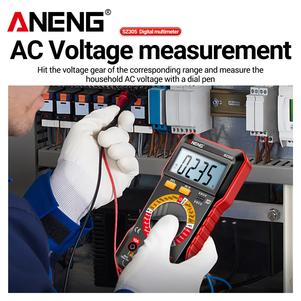 ANENG SZ305 Digital Multimeter Professional AC/DC Voltage Ammeter Capacitor hFE Triode NCV Voltage Induction Electrician Tester - Image 4