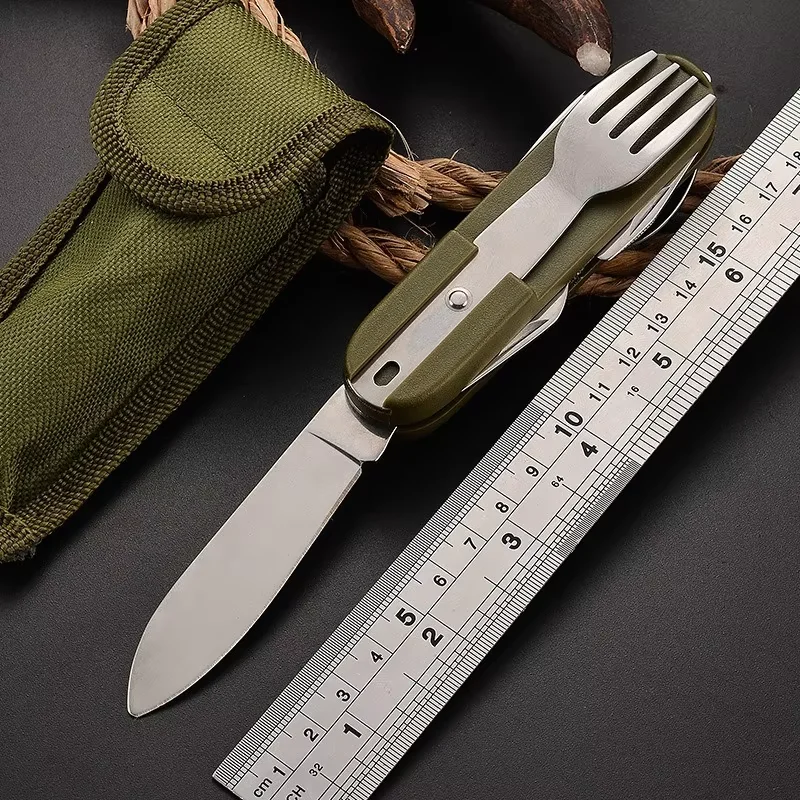 7 in 1 Multifunctional Outdoor Cutlery Portable Knife Spoon Fork Opener Can Opener Picnic Camping Hiking Trip Foldable Cutlery - Image 3