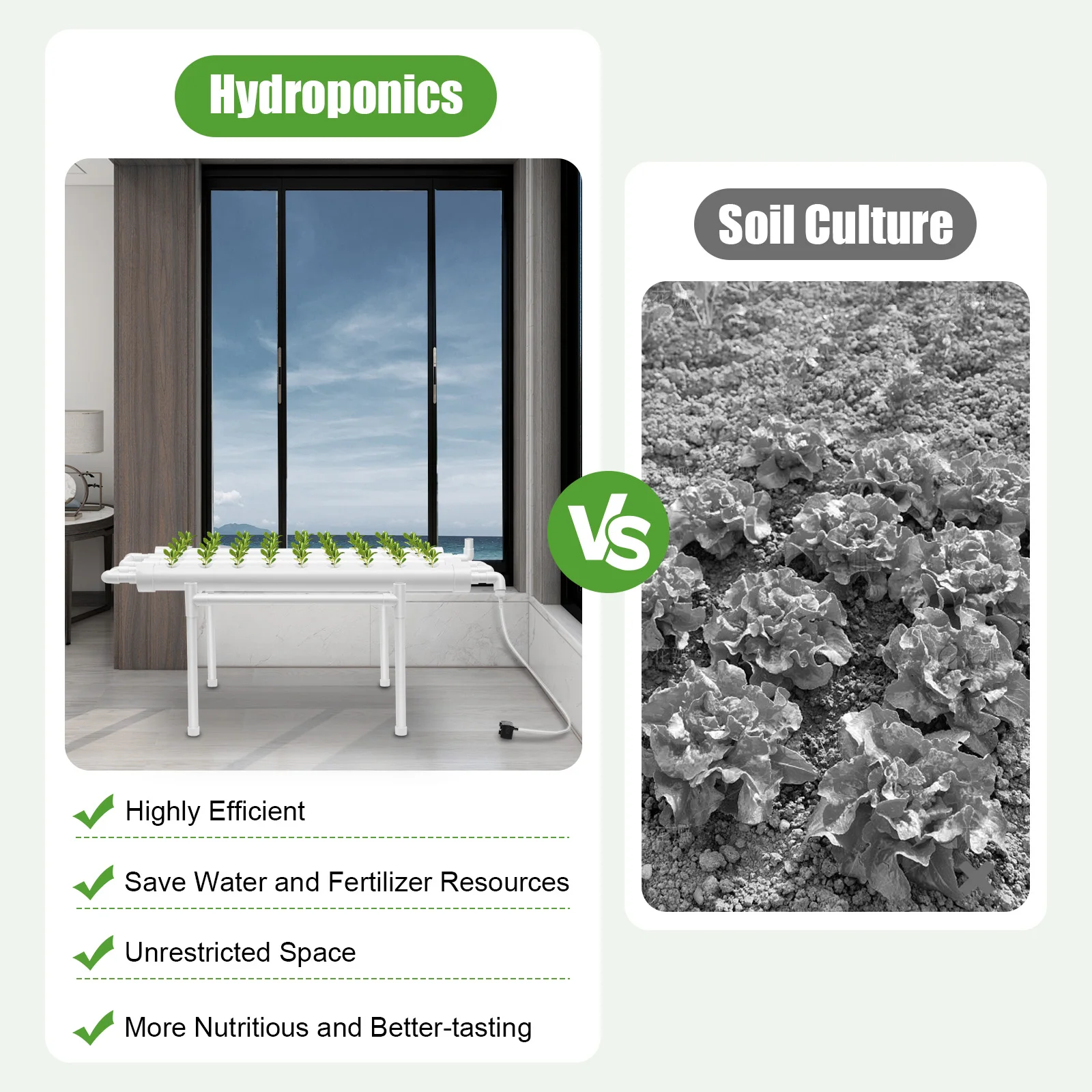 Hydroponic Grow Kit 36-Site Hydroponics Growing System for Leafy Vegetables Indoor Soilless Garden - Image 6