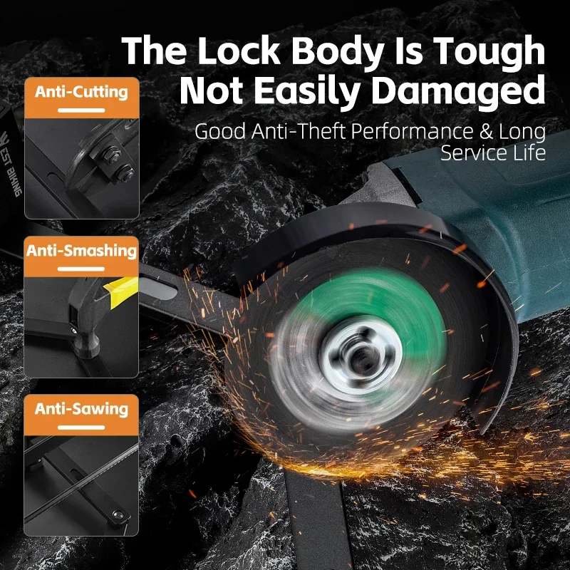 WEST BIKING Foldable Bike Lock Key Strong Security Anti-theft Bicycle Password Lock Heavy Chain Cable Padlock Motorcycle Lock - Image 2