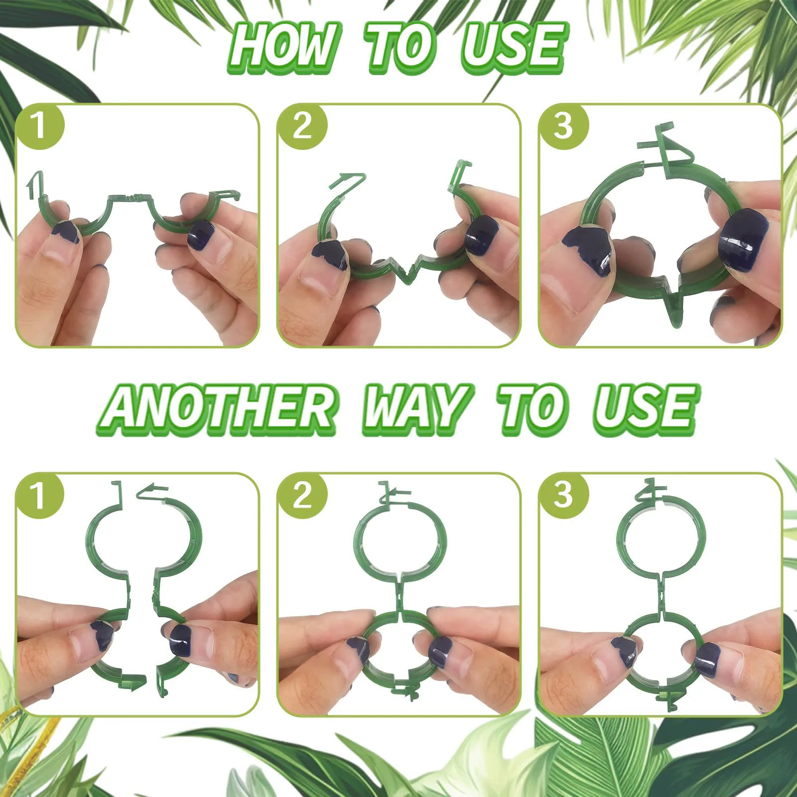 100/300 Pcs Plant Support Clips Fixture,Plastic Garden Vine Strapping Clip for Climbing Plants,Tomato,Grape,Plants Stalks Holder - Image 2