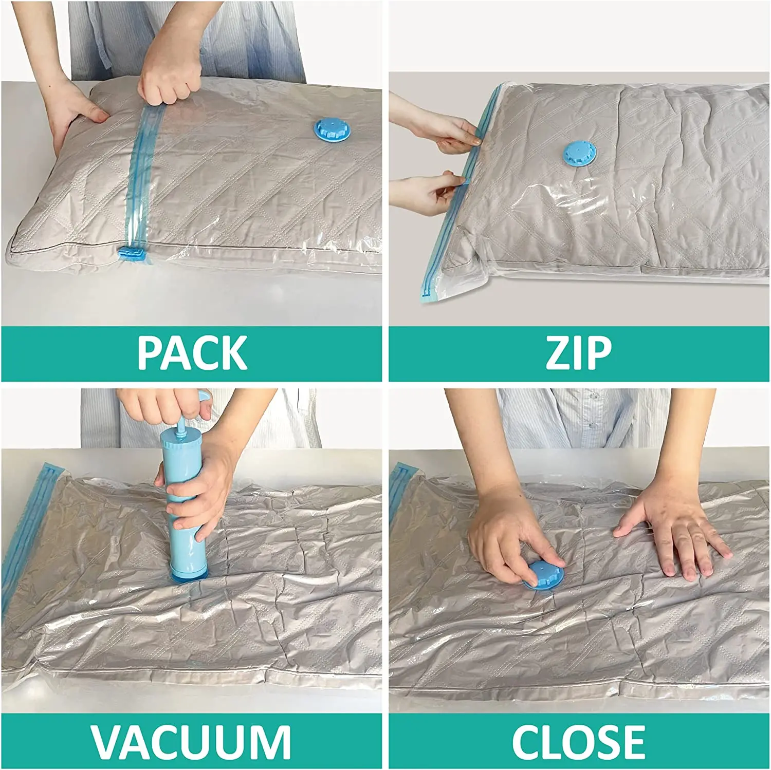 Vacuum Bag for Clothes Storage Bag With Valve Transparent Border Folding Compressed Organizer Travel Space Saving Seal Packet - Image 4