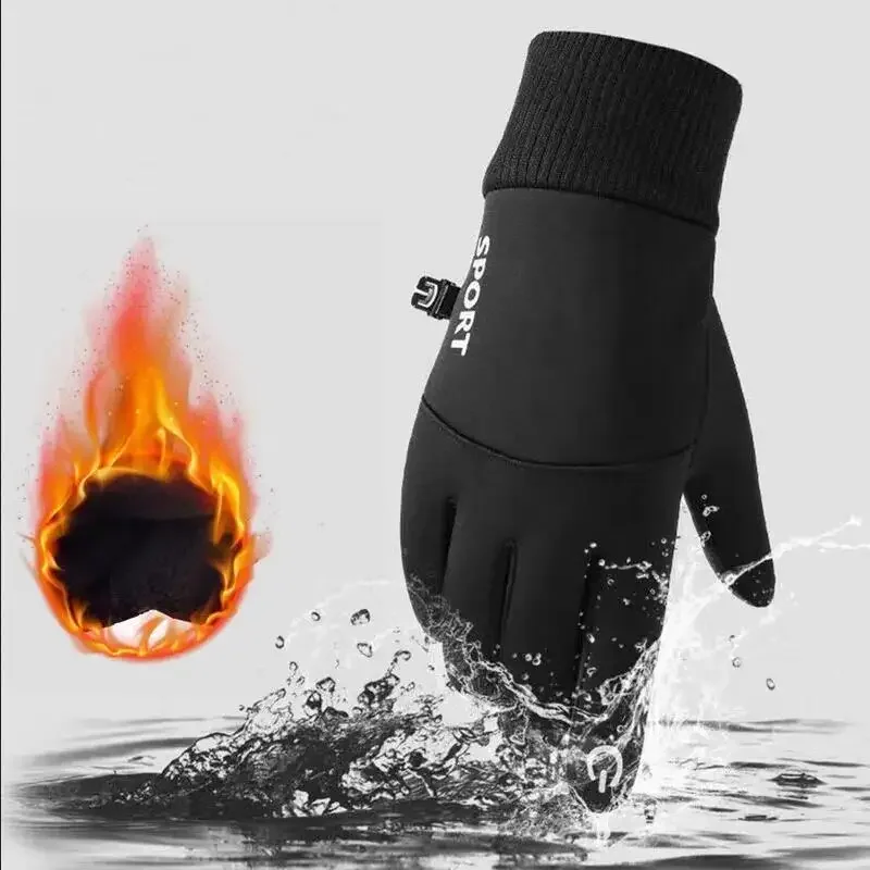 Promotion Winter Warm Full Fingers Waterproof Cycling Outdoor Sports Running Motorcycle Ski Touch Screen Fleece Gloves - Image 2