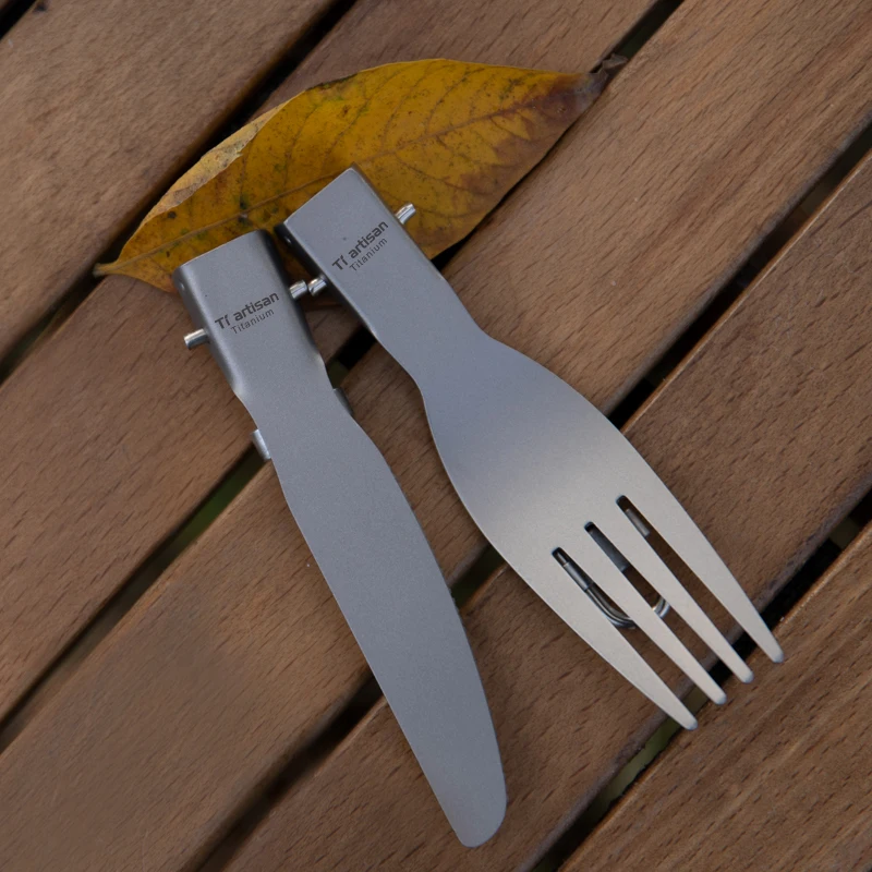 Tiartisan Titanium Foldable Cutlery Portable Outdoor Camping Tableware Hiking Folding Fork Spoon Knife - Image 3