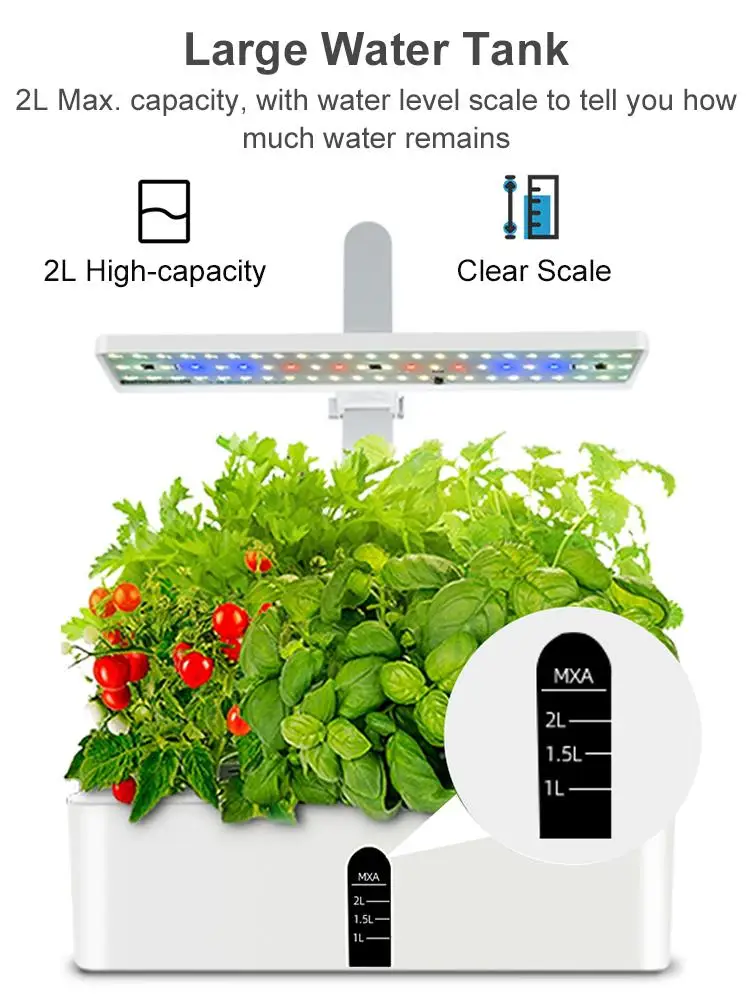 Smart Hydroponics Growing System Indoor Garden Kit 9 Pods Automatic Timing with Height Adjustable 15W LED Grow Lights - Image 2