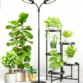 Grow Light for Indoor Plants,Full Spectrum LED Halo Plant Lights with Stand, Dimmable Brightness for Tall Large Plant