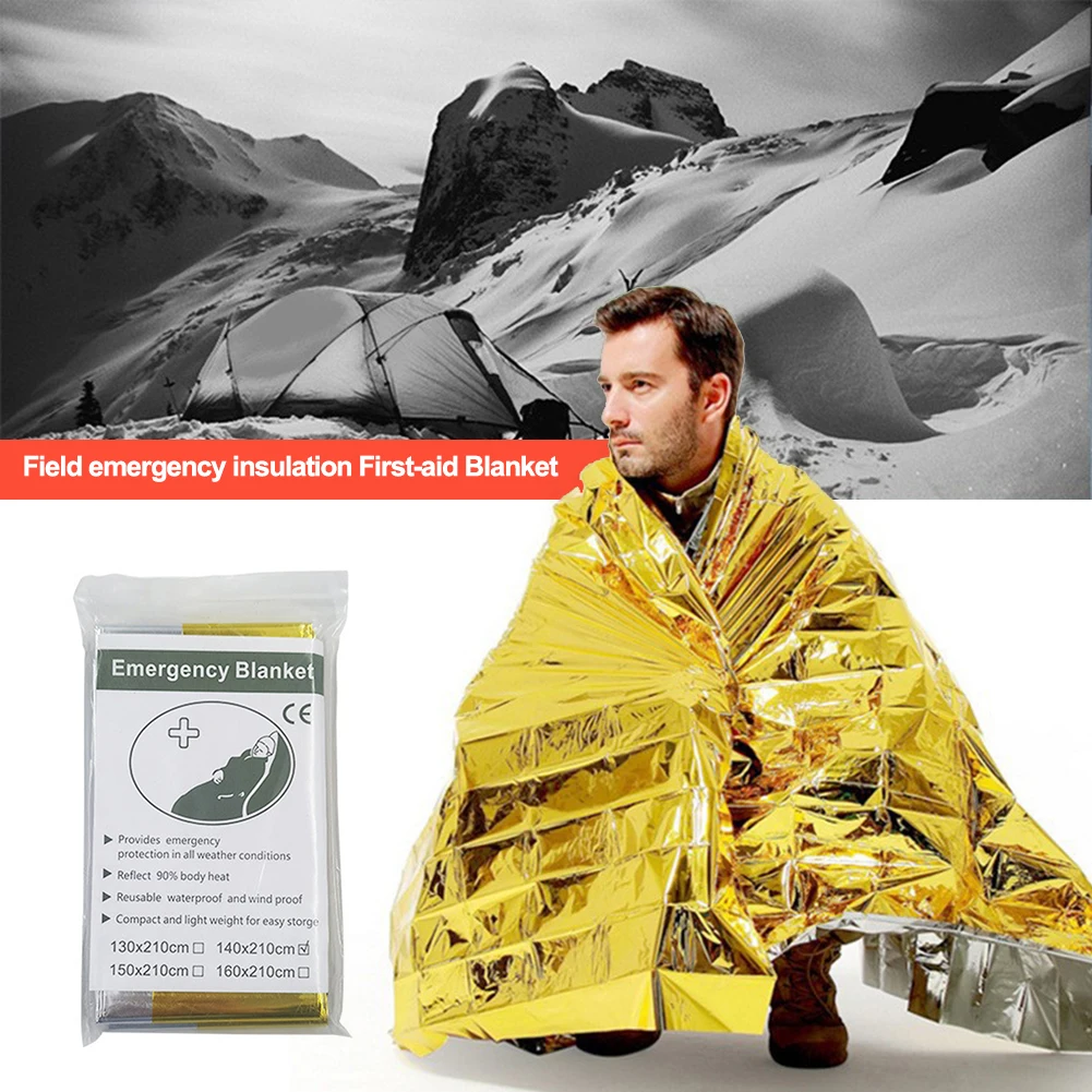 15-1Pcs Emergency Thermal Blanket Folding Waterproof Windproof Sunshade Rescue Blanket Outdoor Survive First Aid Camping Mat Pad - Image 2