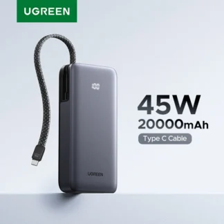 UGREEN 45W 20000mAh Built-in Type C Cable Power Bank for Samsung S25 Ultra PPS Fast Charging Battery External Battery Charger