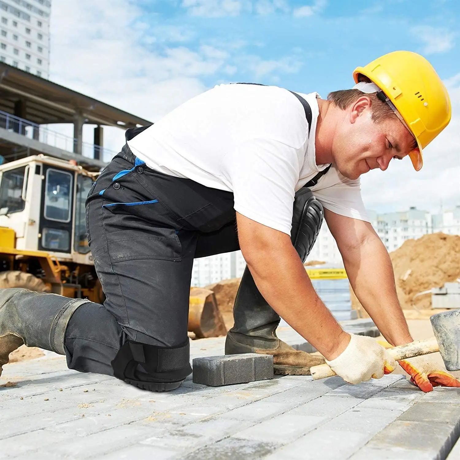 2 Piece Professional Knee Pads for Work Heavy Duty Foam Padding Gel Construction Knee Pads with Strong Double Straps - Image 3