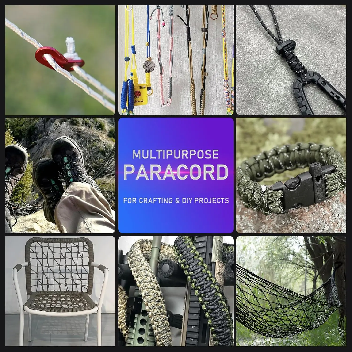 30M 4mm Reflective Paracord 7 Strand Tent Guyline Rope With Tensioner Tactical Outdoor Survival Camping Lanyard DIY Bracelet - Image 6