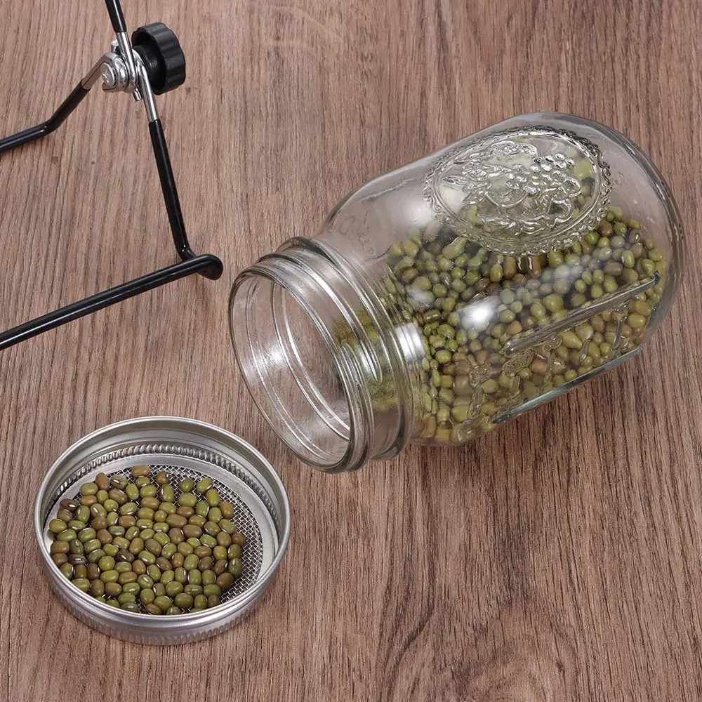 16/32oz Sprouting Jars with Screen Lids Sprouts Growing Kit Wide Mouth Mason Jar Seed Germination Kit Indoor Sprouter Set - Image 3