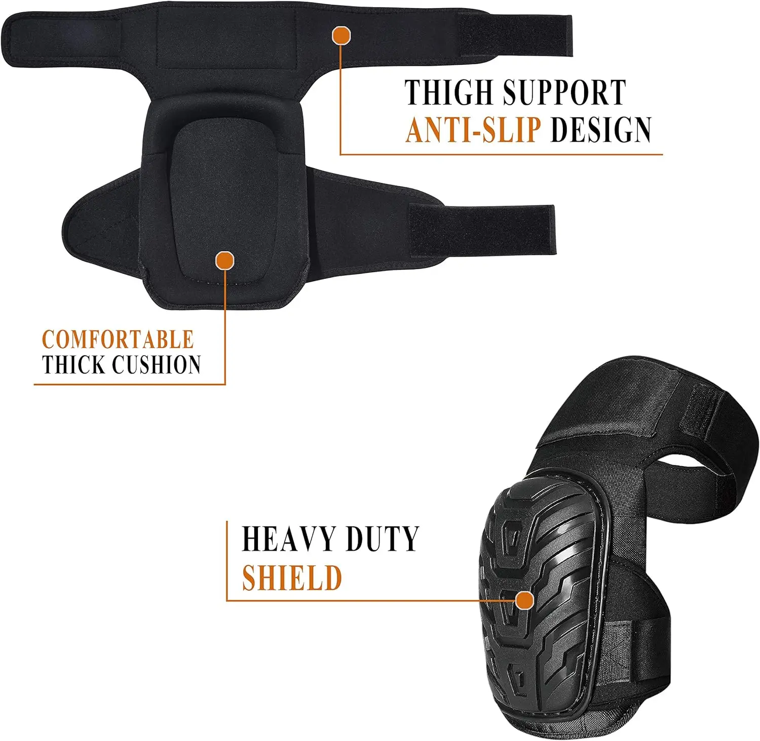 2 Piece Professional Knee Pads for Work Heavy Duty Foam Padding Gel Construction Knee Pads with Strong Double Straps - Image 5