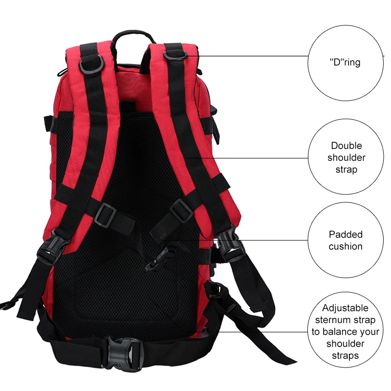 30L Red Backpacks Outdoor Waterproof Travel Bag Tactical Backpack Camping Bags For Hiking Trekking Fishing Hunting - Image 3
