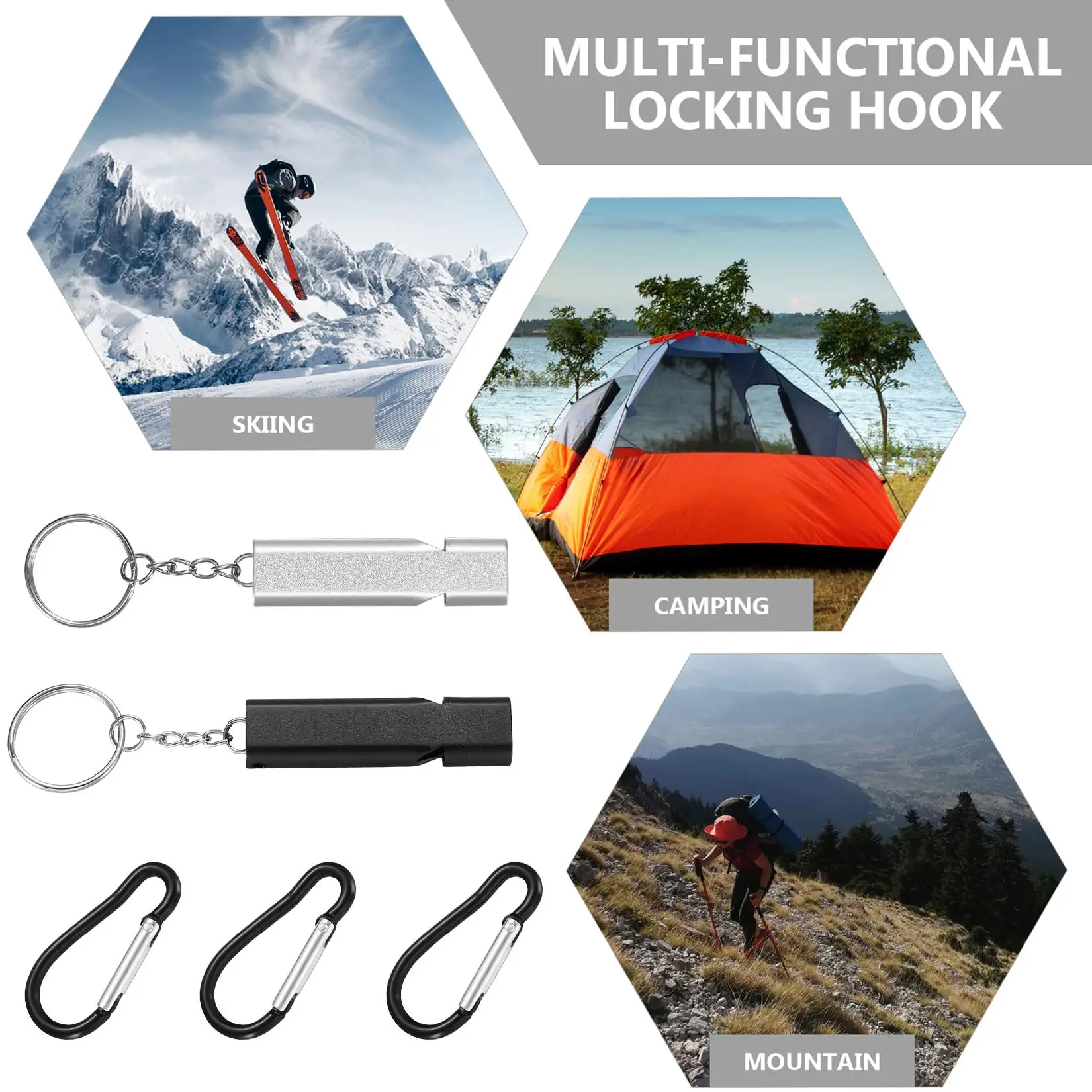 Waterproof Map Case - Transparent Holder w/ Compass, 6 Carabiners & 2 Whistles - Image 6