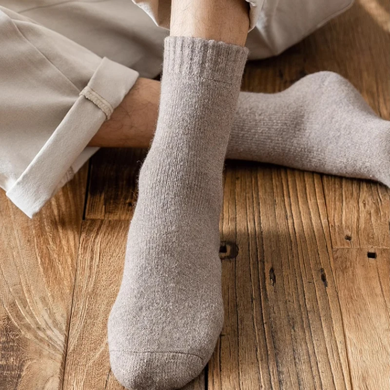 2025 New Winter Warm Women Socks Wool Male Men Socks Super Thicker Solid Socks Merino Wool Socks Against Cold Snow Terry Socks - Image 3