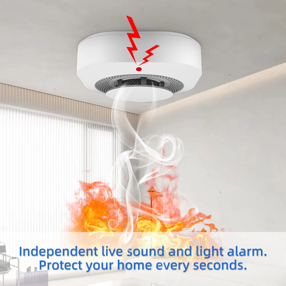 Smoke Alarm Fire Detector Battery Operated for Home Office Warehouse Kitchen EN14604 CE Certified Easy Install - Image 2