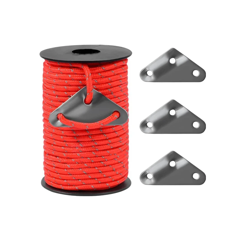 30M 4mm Reflective Paracord 7 Strand Tent Guyline Rope With Tensioner Tactical Outdoor Survival Camping Lanyard DIY Bracelet