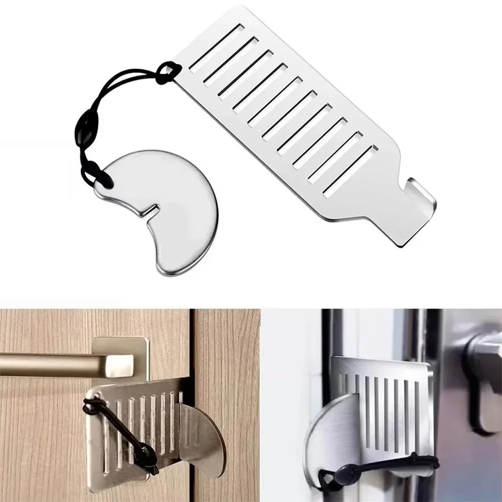 Safety Anti-theft Door Blocker Portable 8cm Stainless Steel Safe Security Tool For Home Privacy Hotel Travel Door Lock Stopper - Image 5
