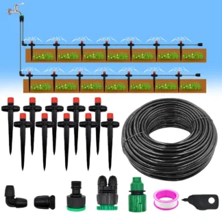 Automatic Drip Irrigation System Kit for Potted Plants, Gardens & Greenhouses - 1/4" Sprinklers with Spikes
